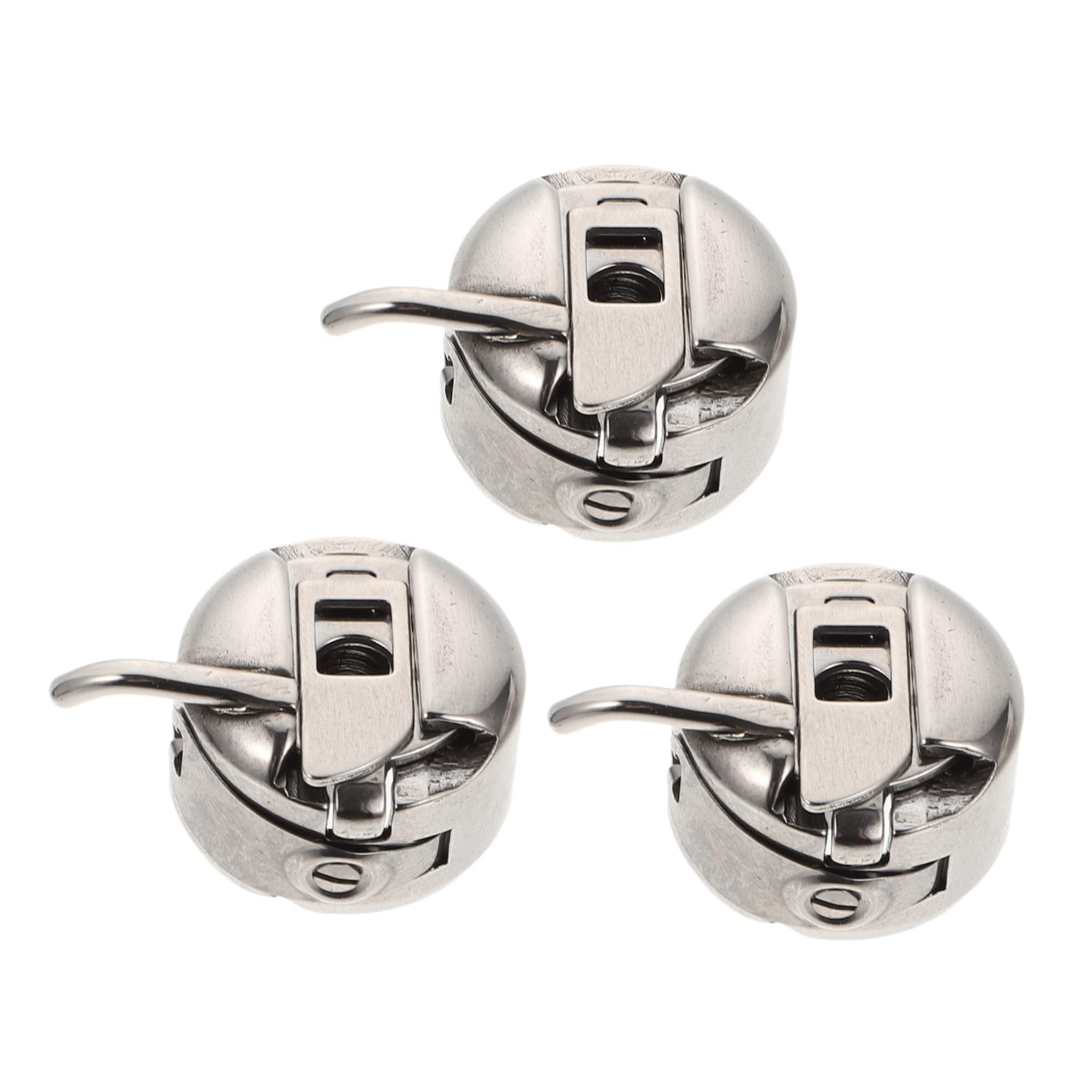 HOMSFOU 1set Bobbin Cases for Sewing Machines Portable and Durable Household Sewing Supplies Compatible with Various Models Silver Design 3pcs