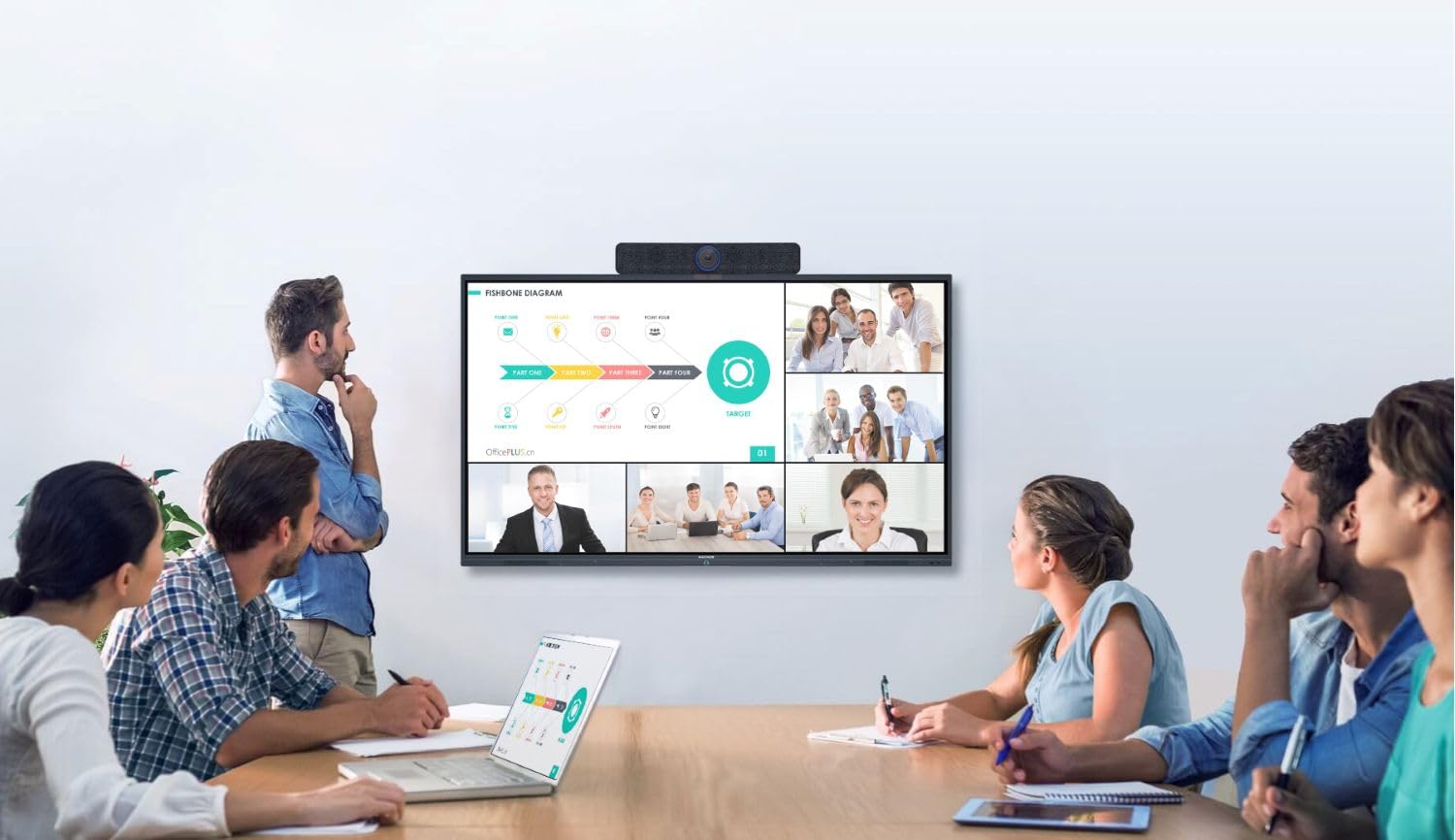 PumaPro Cámara de videoconferencia 4K, Campo de visión Amplio de 120°, Altavoz y micrófono para conferencias, con Control Remoto, para Salas de reuniones de hasta 20 Personas