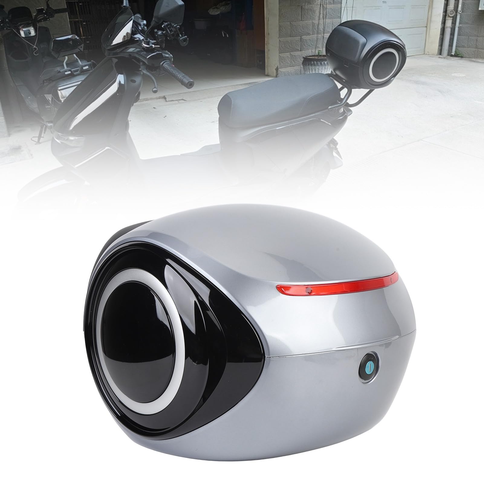 32L Motorcycle Top Case ABS Sporty Sporty Acqua Resistente alla polvere Trunk Box portatile per scooter per biciclette elettriche (Grigio)
