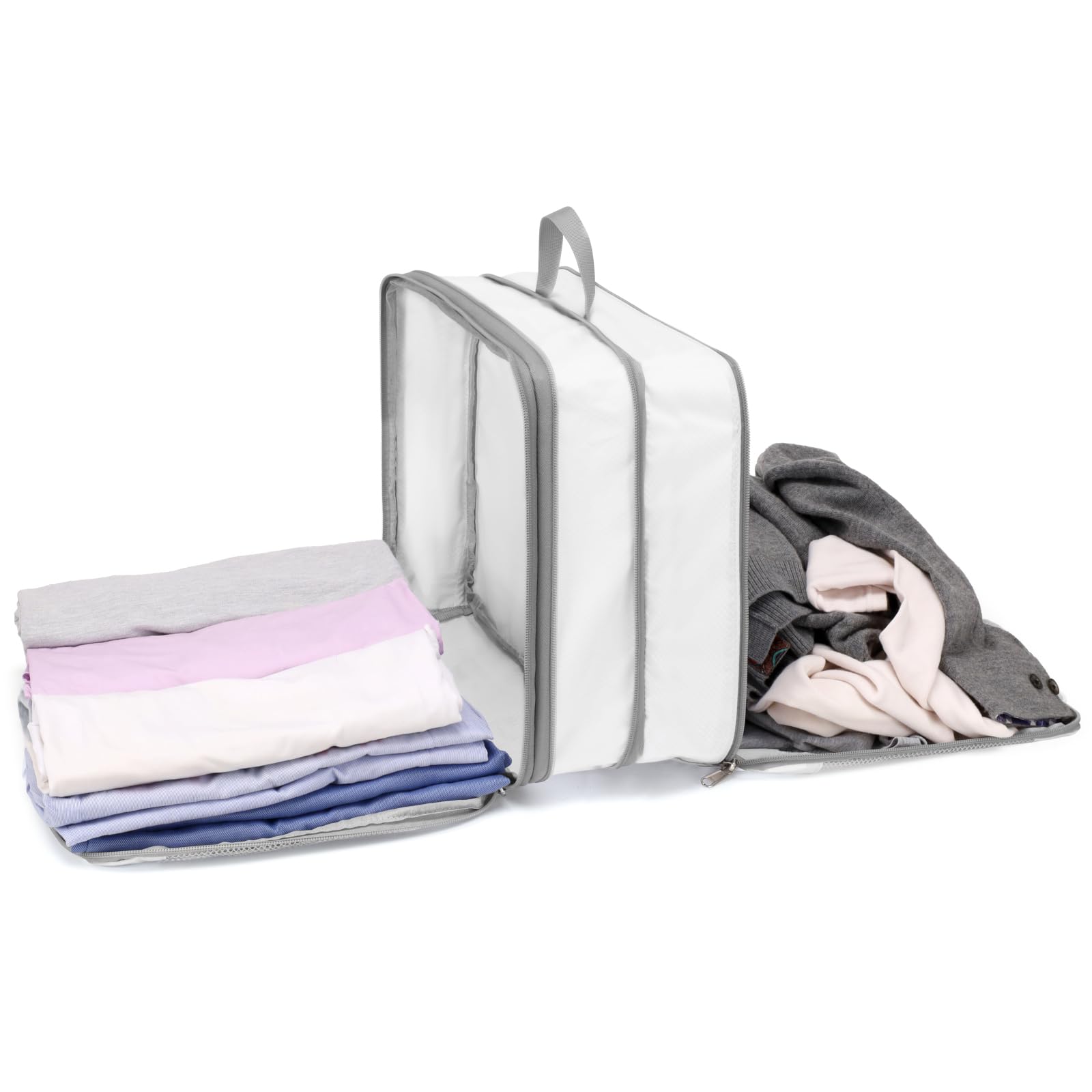 Cambond Double Sided Compression Packing Cubes - Expandable See Through Mesh Compression Cubes for Travel, Separate Clean and Dirty Clothes Efficient