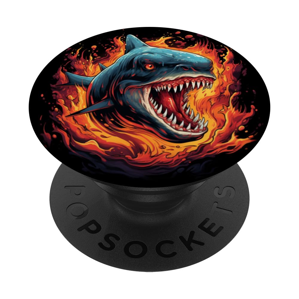Cool Burning Shark For Fire And Flames Lovers Popsockets Swappable