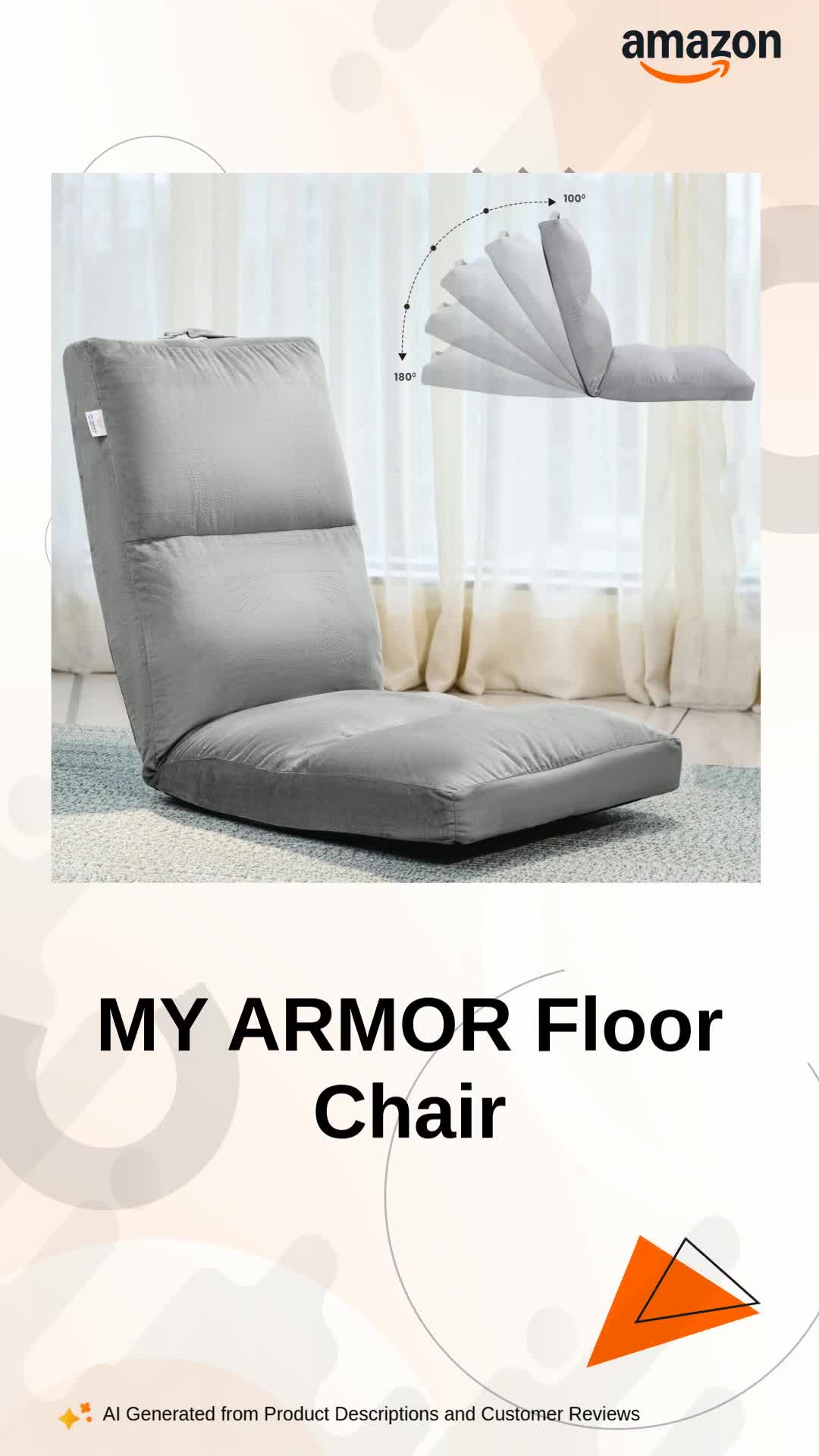 MY ARMOR Reclining Floor Chair for Living Room, Meditation Chair