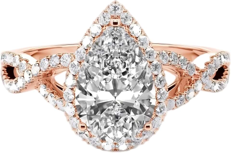 QHQPQ 1ct-3ct Lab Grown Diamond Engagement Rings for Women 10K /14K /18K Solid Gold Diamond Wedding Rings Free Engraving Promise Rings for Her(IGI Certified VVS2/VS1 Clarity D Color)