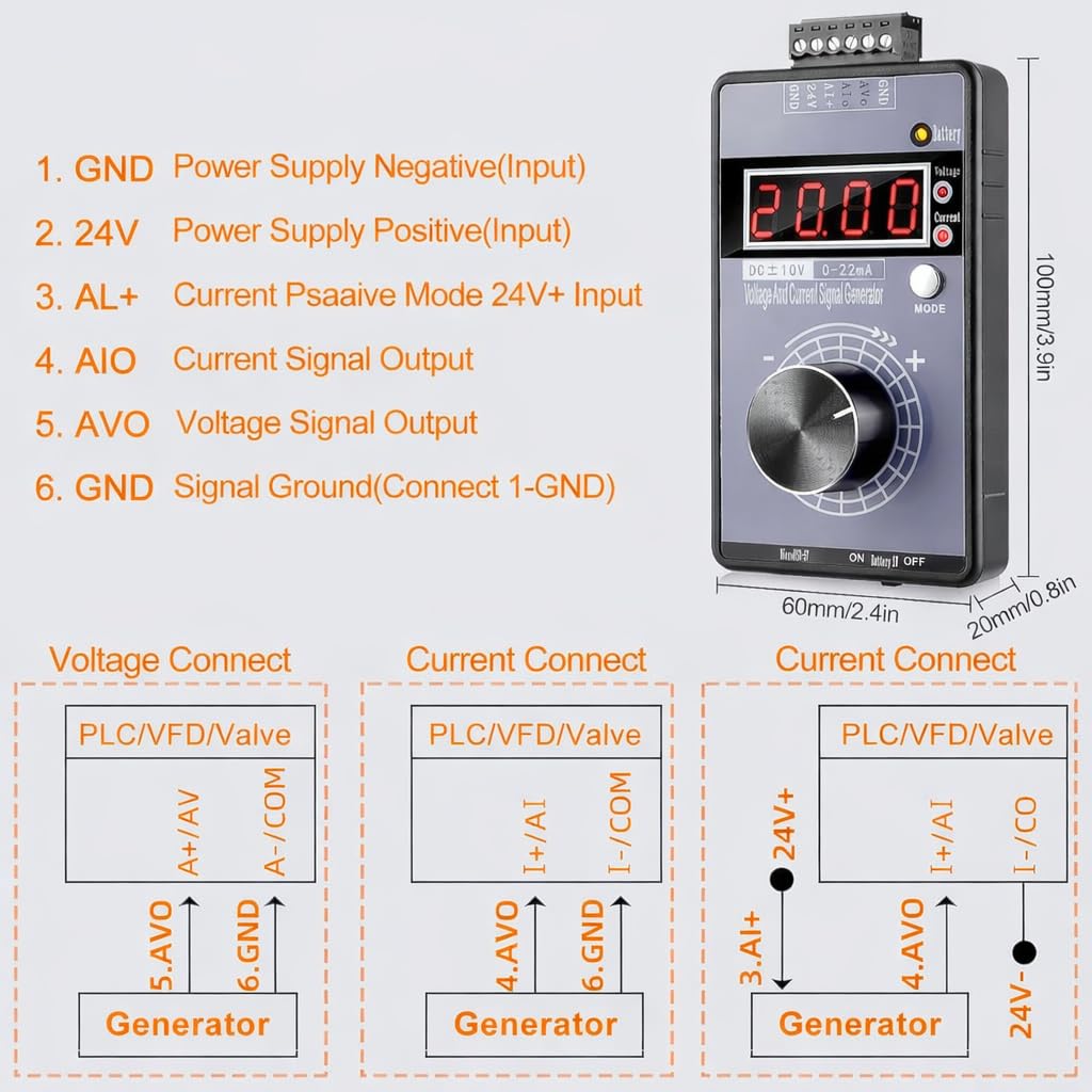Spannungsstromsignalgenerator, 0-10V 0-22mA Handheld Digitaler Signalgenerator, Analoger Signalquellenkalibrator, Tragbarer Signalgenerator, Einstellbare Stromspannung Analoger Simulator