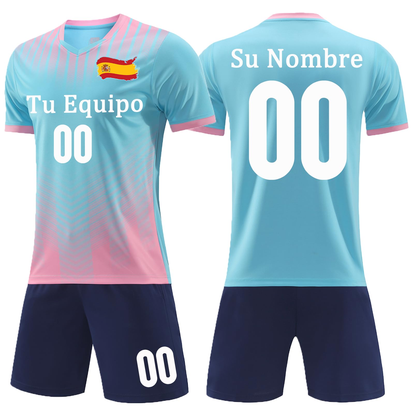 Genérico Española Personalizadas Camiseta de Fútbol Niños Unisex Niños y Adultos con Nombre y Número Ropa Futbol Niño Infantil/Adulto Temporada 2024-25 - Replica con Licencia