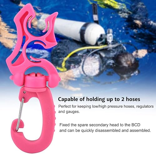 Miniatura 3 de Keenso Clip de buceo, buceo doble BCD, soporte de manguera con clip regulador, gancho de hebilla de retención para buceo, esnórquel (rosa)
