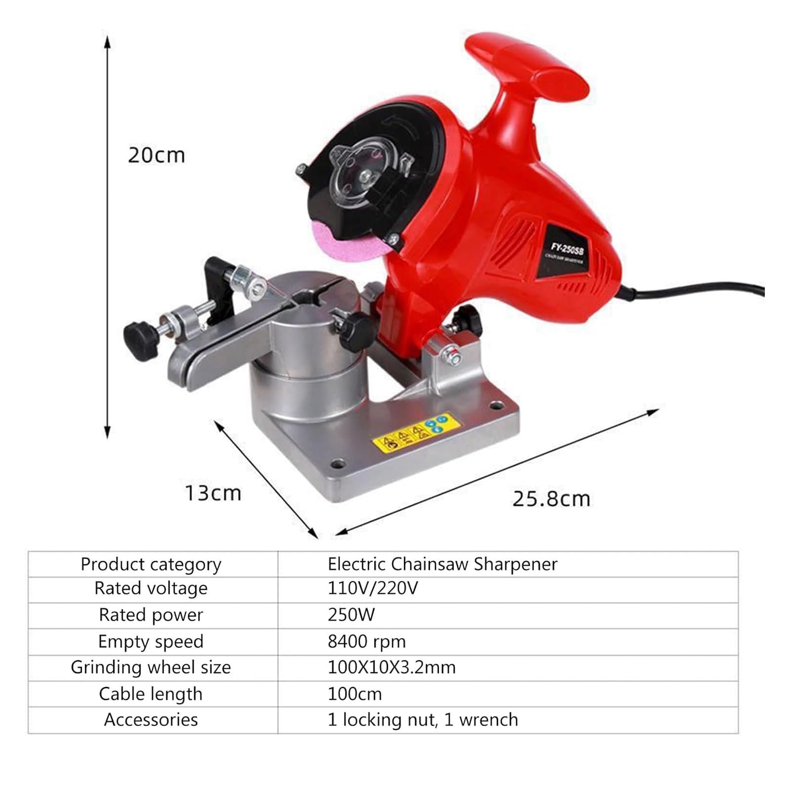 Afilador De Motosierra Eléctrico De 110 V/220 V, Afilador Portátil De 8400 RPM con 10 Discos De Afilar, Ángulo De Afilado De 0 a 35°, para Afilar Cadenas De 11,5 a 22"