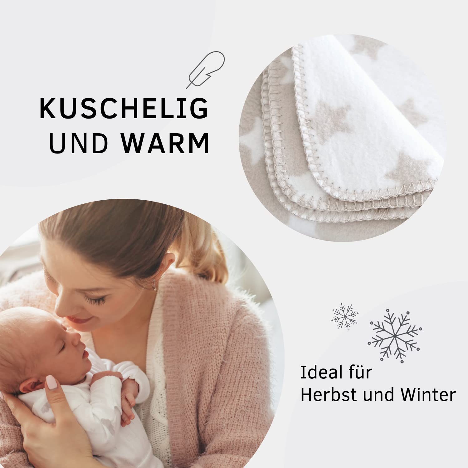 kids&me Manta para bebé de algodón 100% orgánico KBA – Colchas Manta cálida para bebés perferkt para otoño e invierno – Manta de algodón beige fabricada en Alemania – Manta infantil 70 x 100 cm
