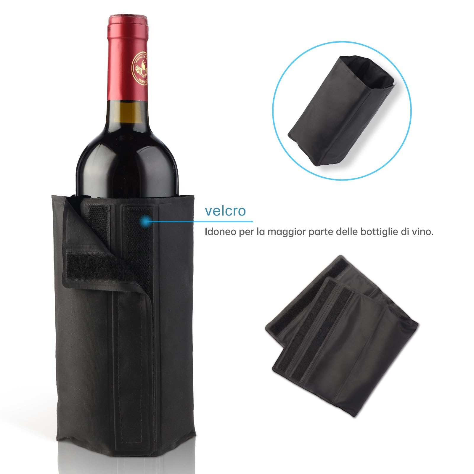 Refrigeratore per Bottiglie di Vino e Prosecco, Glacette per Bottiglie, Borsa Termica Portatile per Vino, Isolamento Termico Duraturo, Pack di 2