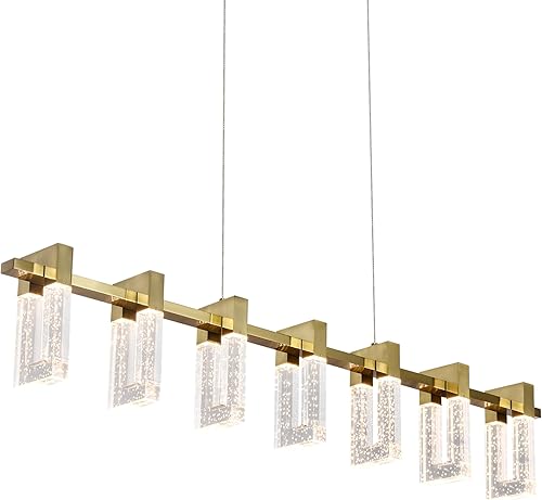 VONN Lighting Sorrento VAC3137AB - Lámpara colgante de 40 pulgadas con 7 luces, altura ajustable, LED, certificación ETL, lineal, en latón antiguo