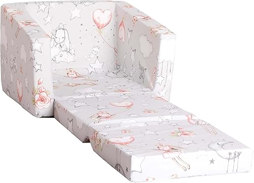 Miniatura 17 de Delsit - Versátil sofá individual 2 en 1 para niños pequeños y niños - Silla elegante con apertura abatible - Muebles suaves para bebé con funda