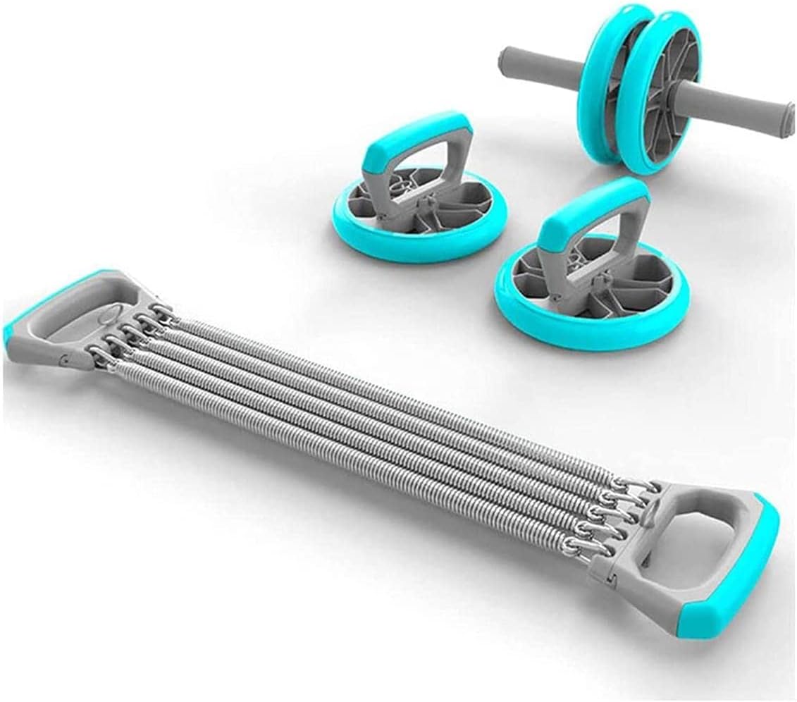 Roller Wheel Exercise Equipment Fitness Abdominal Wheel Exercise Set Gym Elastic Bands Push Up Bar for Equipment Muscle Expansion (Color : White)
