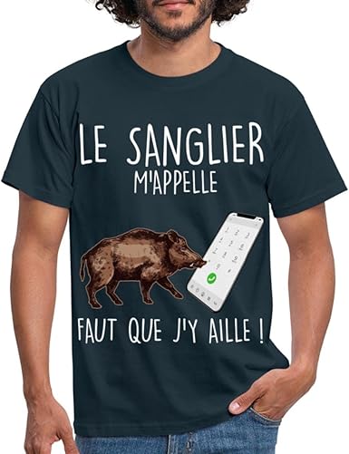 Spreadshirt Sanglier M Apelle Chasseur Chasse Citation Humour T Shirt Homme Amazon Fr Vetements