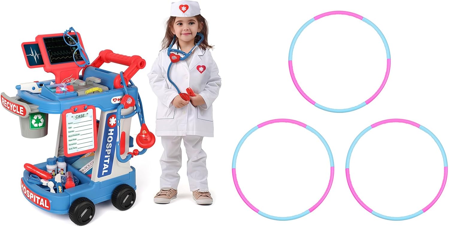 Liberry Toys for 2 3 4 Year Old Boys Girls Christmas Birthday Gift, Toddlers Doctor Play Set and Kids Exercise Hoop