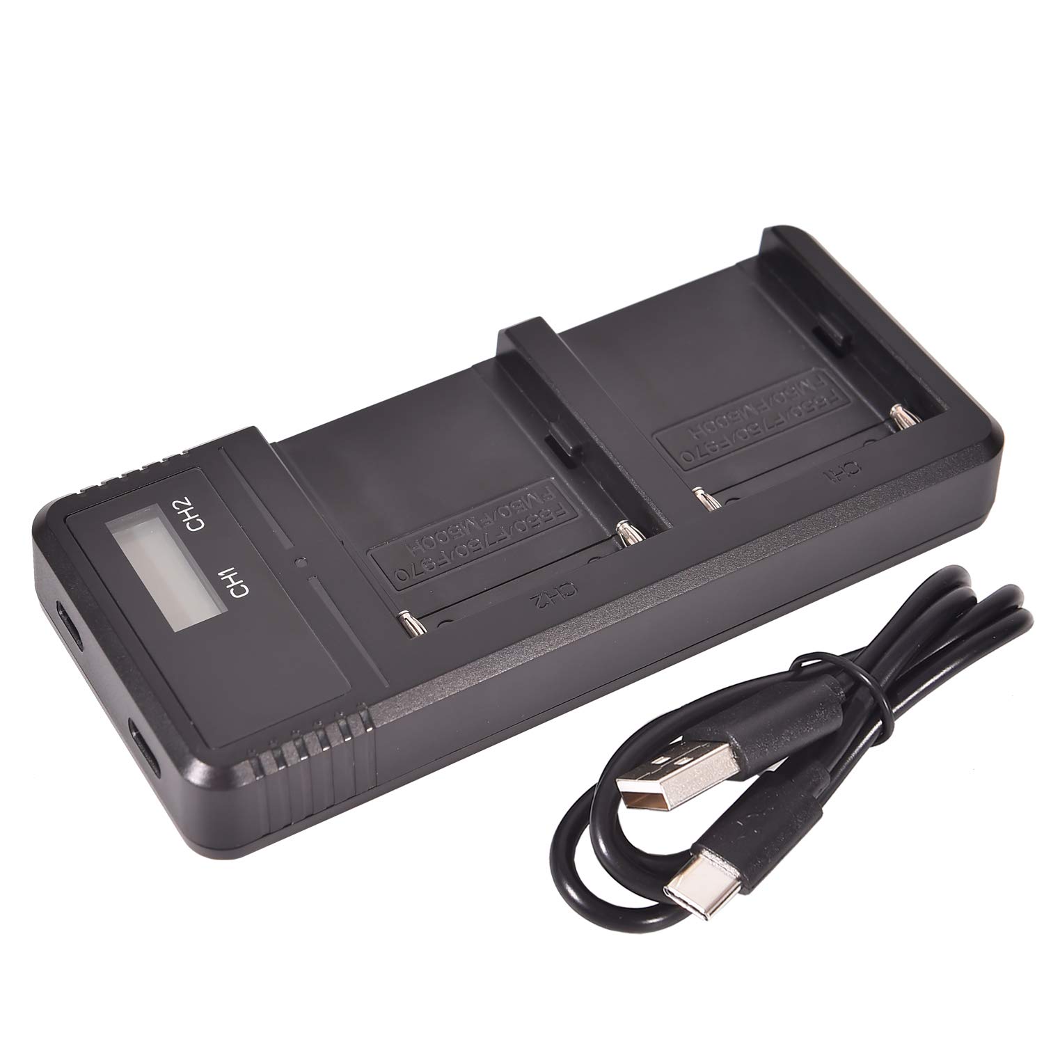 DSTE Fast Charging Dual LCD Battery Charger for Sony NP-FM55H NP-FM50 NP-FM30 NP-FM51 NP-QM50 NP-F330 NP-F550 NP-F570 NP-F750 NP-F770 NP-F930 NP-F950 NP-F970 NP-FM500H NP-QM770 NP-QM770 1D NP-FM7 0