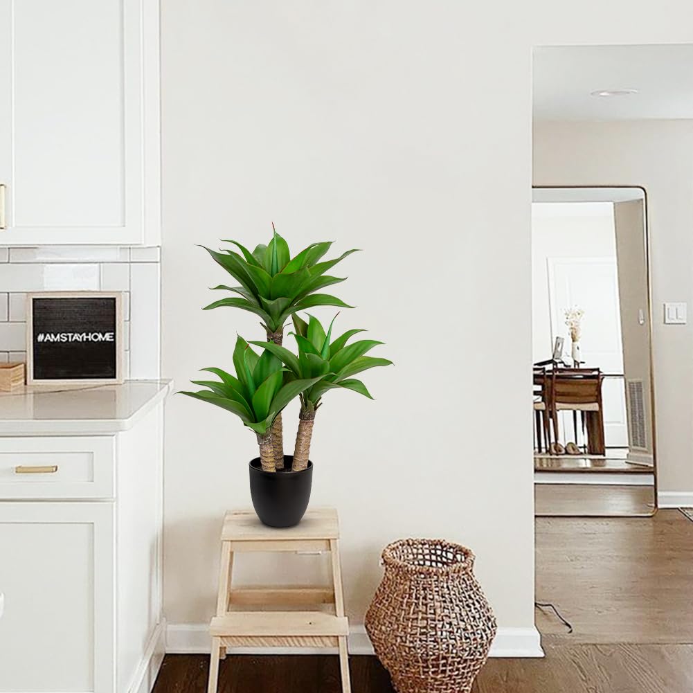 Hollyone Plante d'agave artificielle de 60 cm - Plante d'intérieur - Plante artificielle en pot - Plante verte pour décoration de table, bureau, maison, salle de bain, décoration intérieure