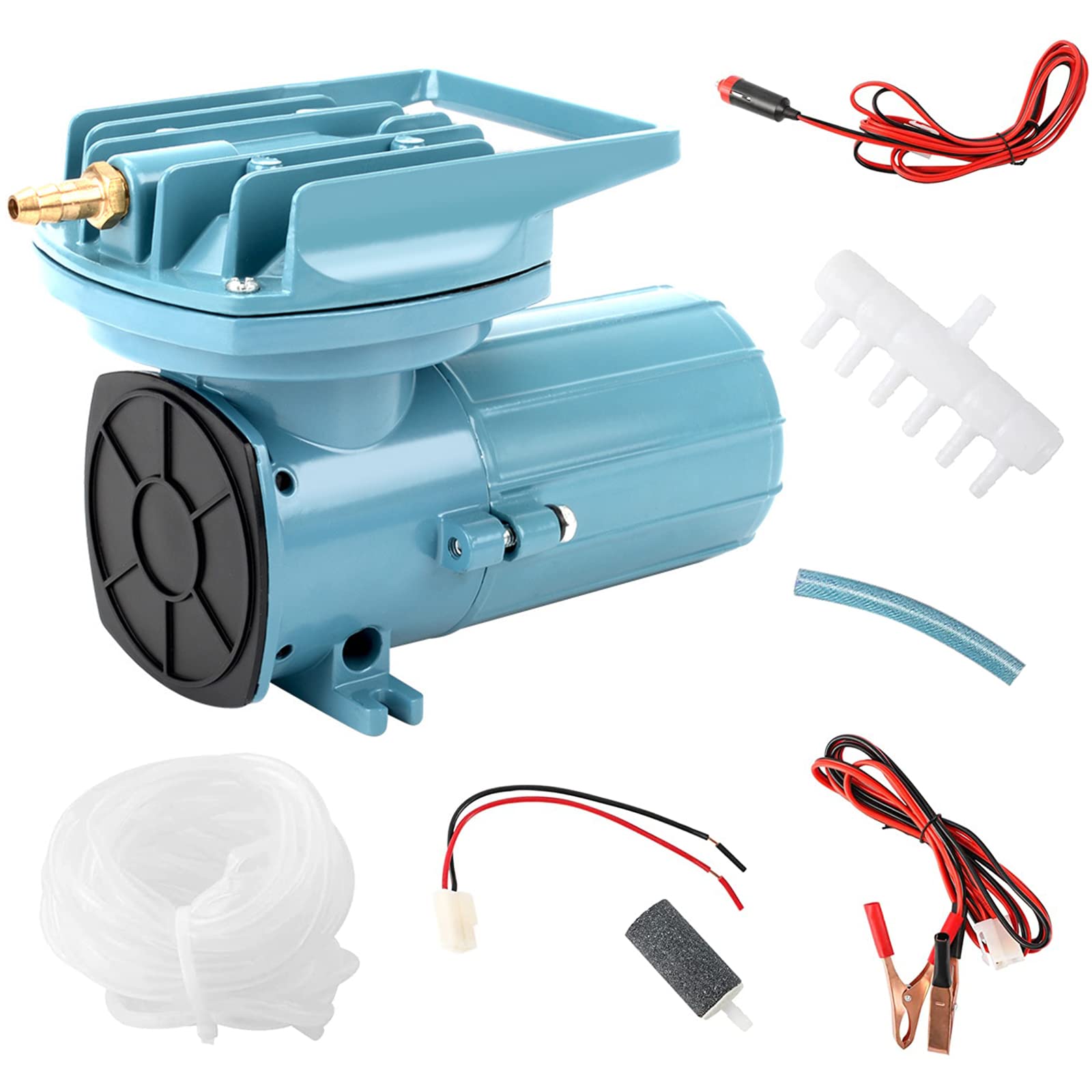 Aquarium Air Pump, Bubbler Pond Aerator, DC 12V Pond Air Pump Oxygen Aerator with Car Cable for Outdoor Fishing, Aquarium, Fish Tank, Fountain, Seafood Restaurant,130W