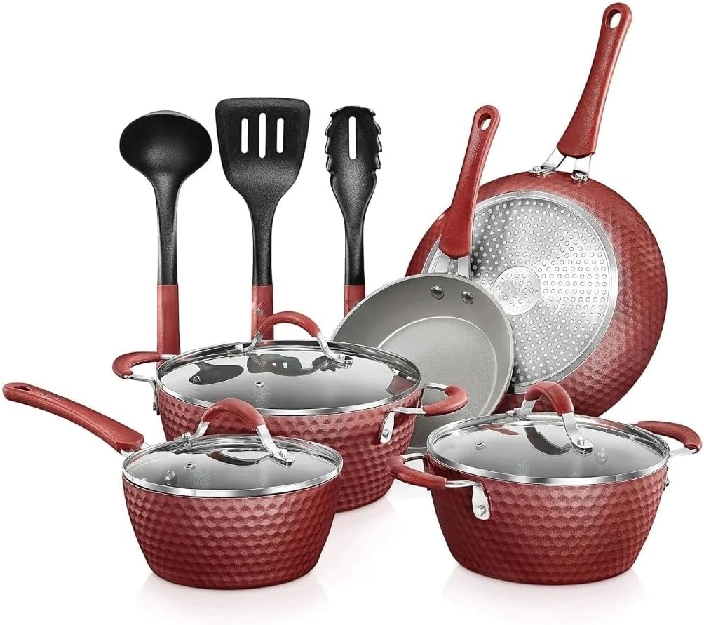11-Piece Nonstick Kitchen Cookware Set Heat Resistant Ware Pots Pan Coffee Ceramic Coating