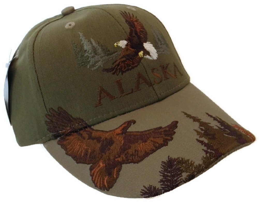 Alaska Soaring Bald Eagle Ball Cap Hat Adult OSFA Green