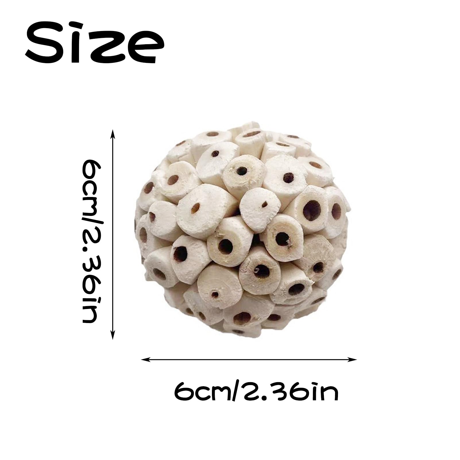 6 Pieces Sola Atta Ball Parrot Biting Toy Bird Chew Accessories Natural Sola Plant Material for Birds, Rabbits, Hamsters and Small Pets. - image 2