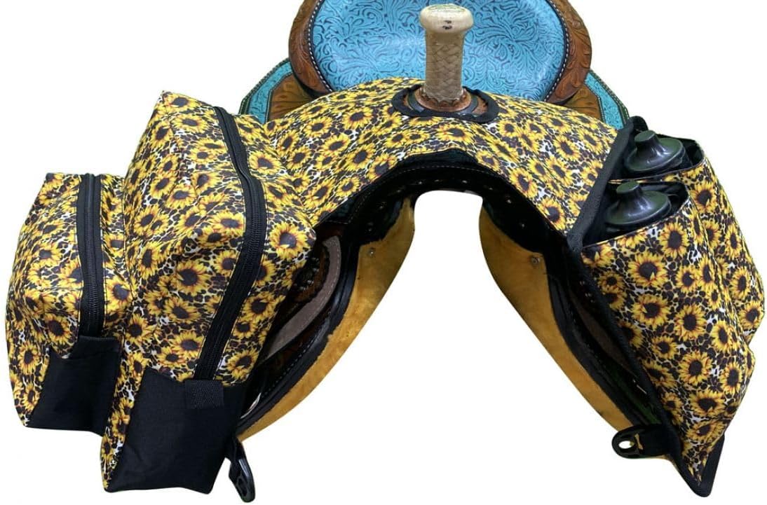 Showman Sunflower & Cheetah Print Insulated Horn Bag w/Water Bottles