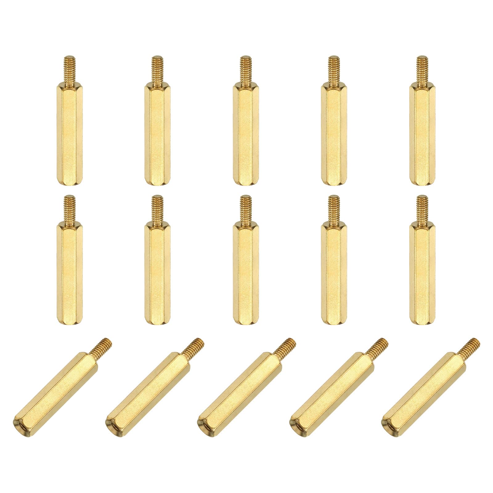 sourcing map 15Pcs Male to Female Thread Spacer Screws, M2.5 x 20mm + 6mm Brass Hex Standoff Screws PCB Motherboard for Drone Quadcopter, Computer and Circuit Board