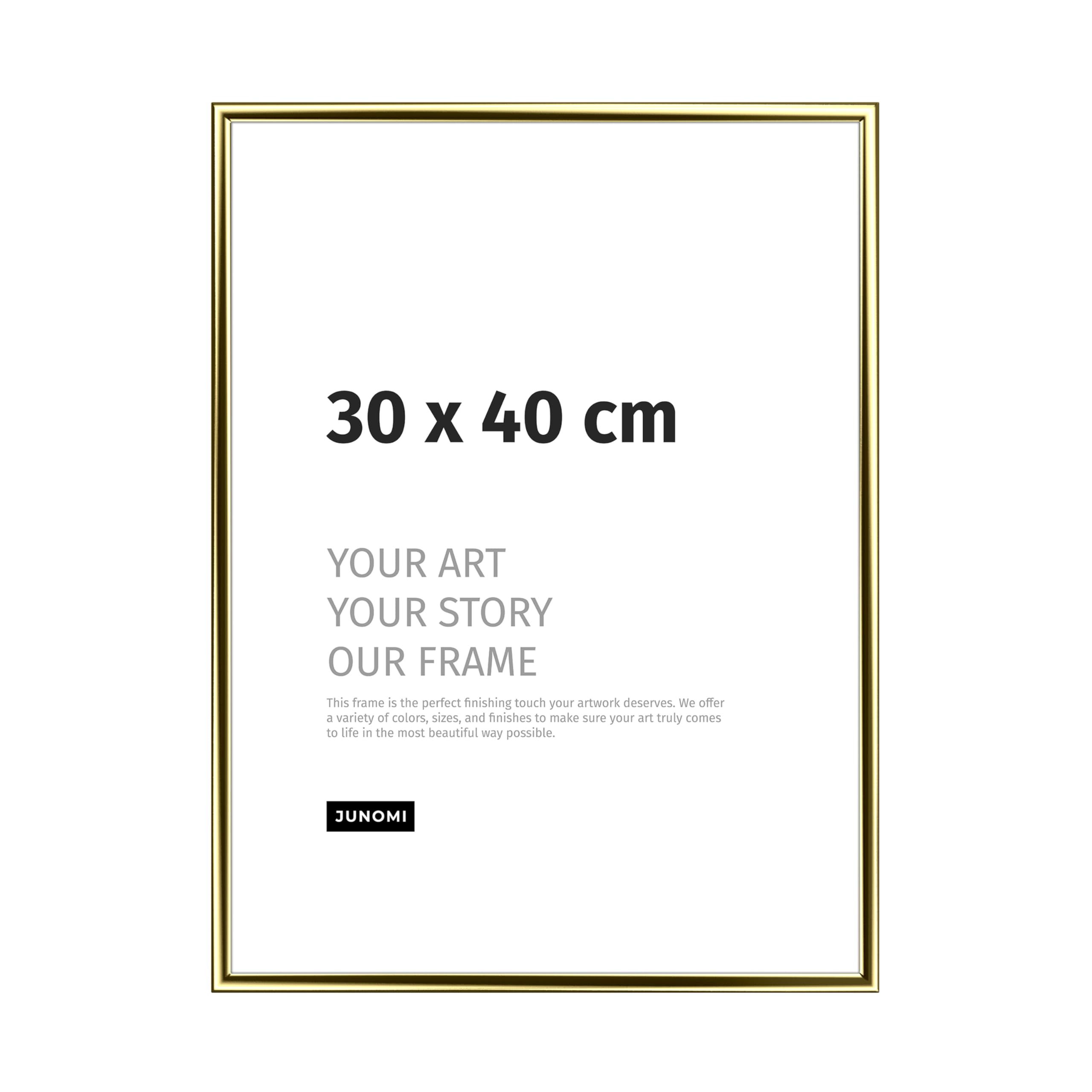 JUNOMI® Picture Frame 30 × 40 cm, Gold Glossy Aluminium, Slim Profile, Shatterproof Acrylic Glass - Image 2