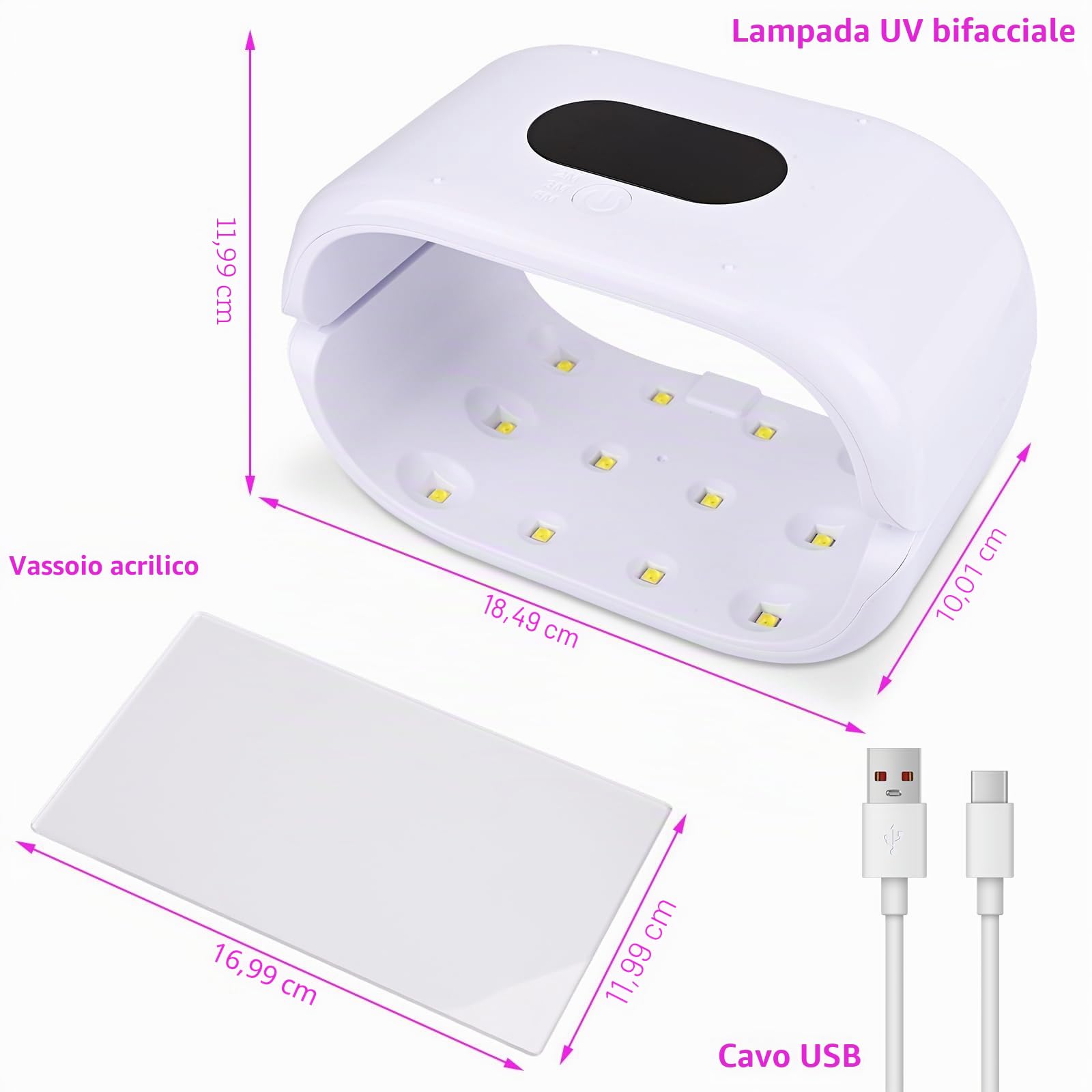 Euakee Luce UV in Resina su Due Lati con Display Digitale, Lampada UV per resinas, con schermo LED, 36 W, 3 Time(2 m, 3 m, 5 m), per fai da te,resina,forme di Gioielli, Unghie fai da te