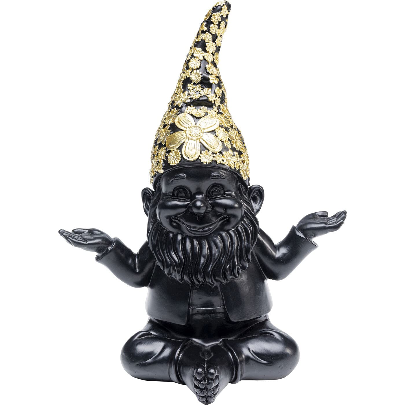 Kare Design Decorative Figurine Gnome Meditation, Black, 19x15x10 cm, Decorative Sculpture, Lacquered, Statement Piece, Glamour, Modern, Timeless, Minimalist, Industrial, Living Room