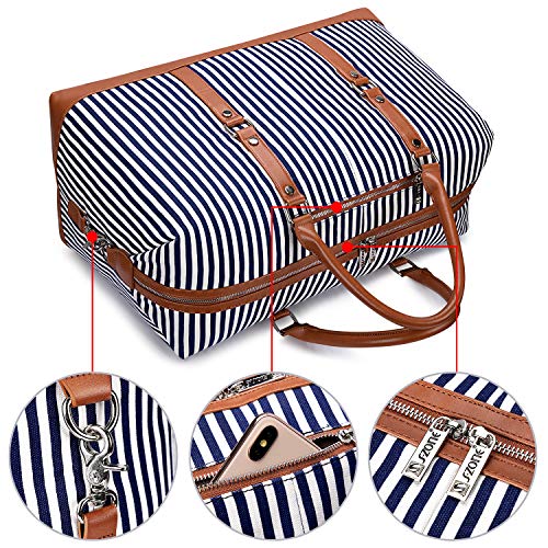 S-ZONE Women Travel Duffel Weekender Carryon Shoulder Tote Bag Canvas PU Leather