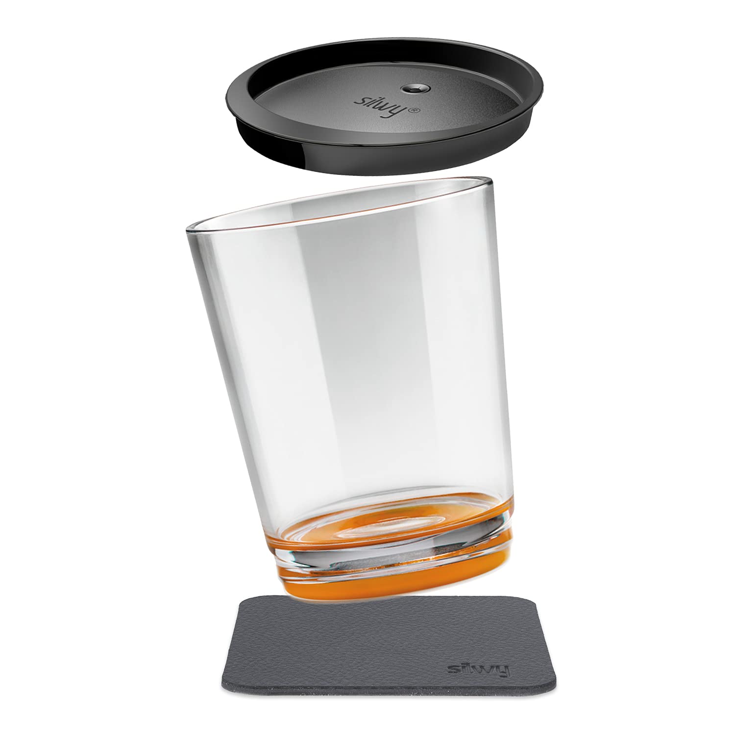 Silwy Hub Orange Magnetic Drinkware – Non-Slip, Shatter-Proof Plastic Cup With An Integrated Magnet, A Metallic Coaster And A Lid – For Camping, Boating, Children – Made In Germany - Hup Orange