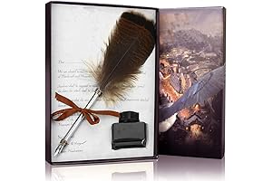 Owl Feather Dip Pen with Ink - Writing Instrument Gift Set