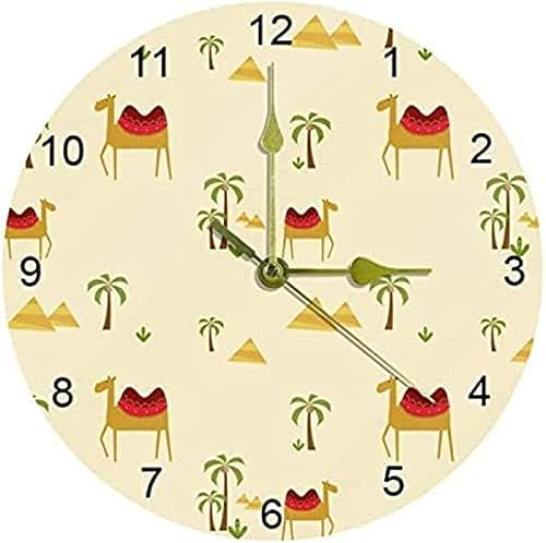 Desert Coconut Camel Wall Clock 10 Inch Silent Non Ticking Quartz Battery Operated Round Wall Clocks for HomeOfficeSchool Clock