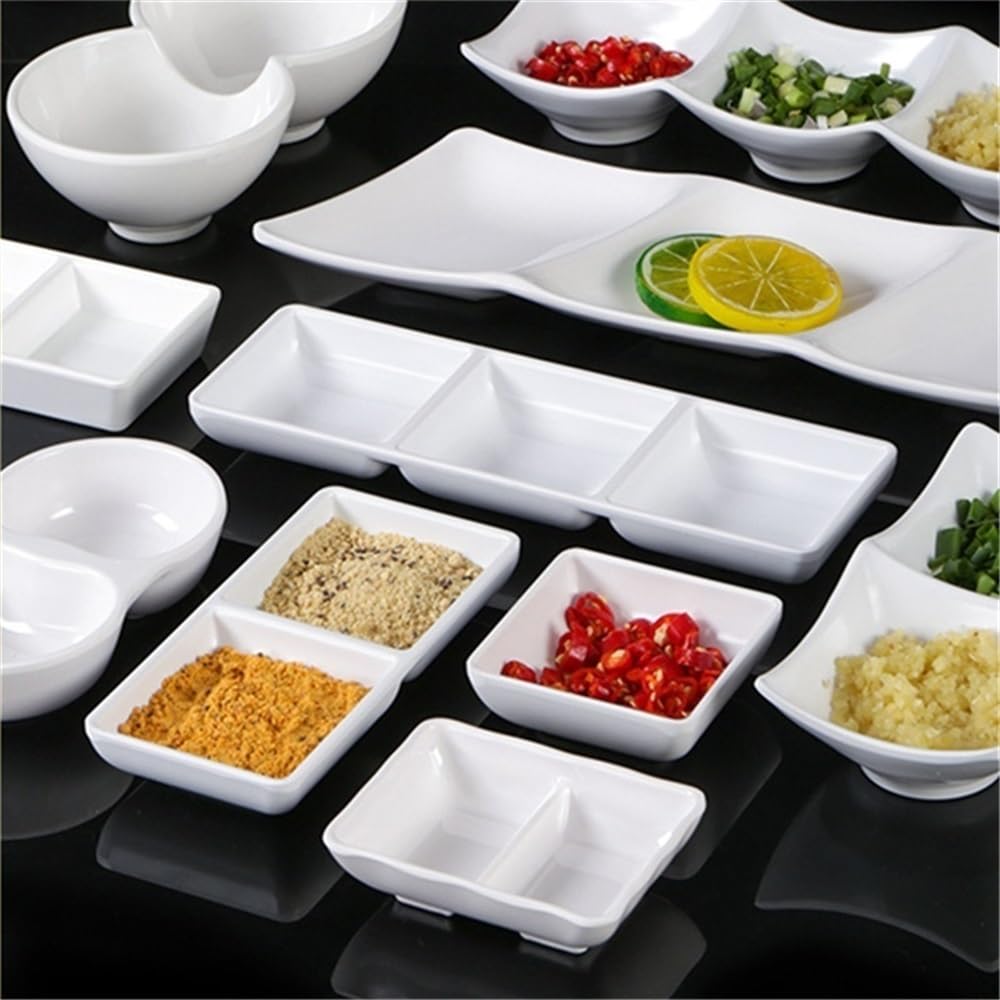 Ciotole per Salse di Soia Salsa di soia Bianca, contorni rettangolari, Ciotole for Salse, Ketchup, condimento for Sushi Ciotole per Snack
