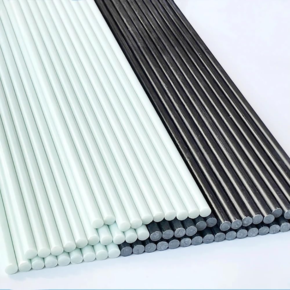 Pali in fibra di vetro ad alta resistenza for ombrelloni e supporto for piante - 10 pezzi 500 mm, diametro 0,8-10 mm, nero/bianco(Black,10pcs 10.0x500mm)