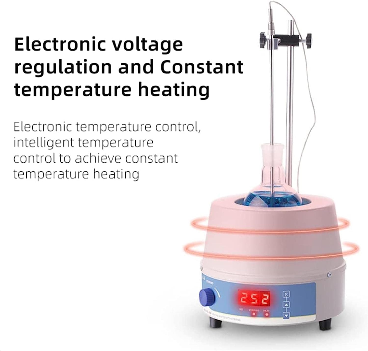 Manto Calefactor eléctrico de Laboratorio con agitador magnético, Control de Temperatura Digital Inteligente, Manto Calefactor con agitación eléctrica, Manto eléctrico Ajustable con calefacc