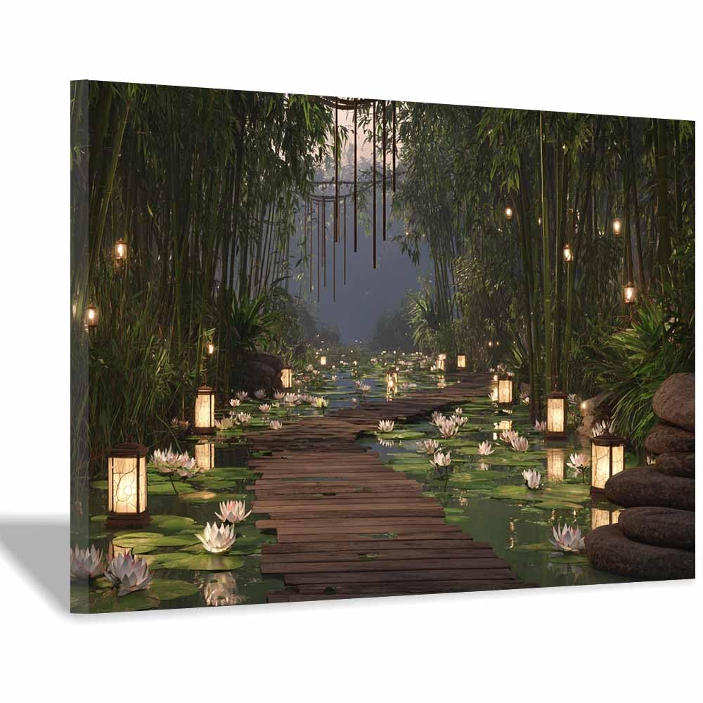 HOQIU Beautiful wall art Mountain River Serenity canvas artwork for wall, art prints, For living room, bedroom, bathroom, dining room, painting and decor.(Multicolor)-60x80cm Framed