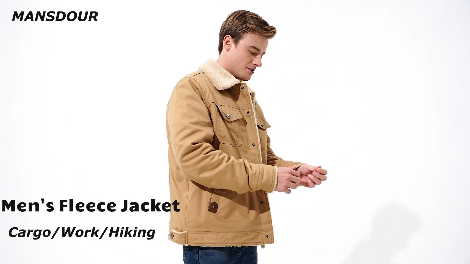 MANSDOUR Men's Winter Jacket Warm Sherpa Lined Cargo Jackets for