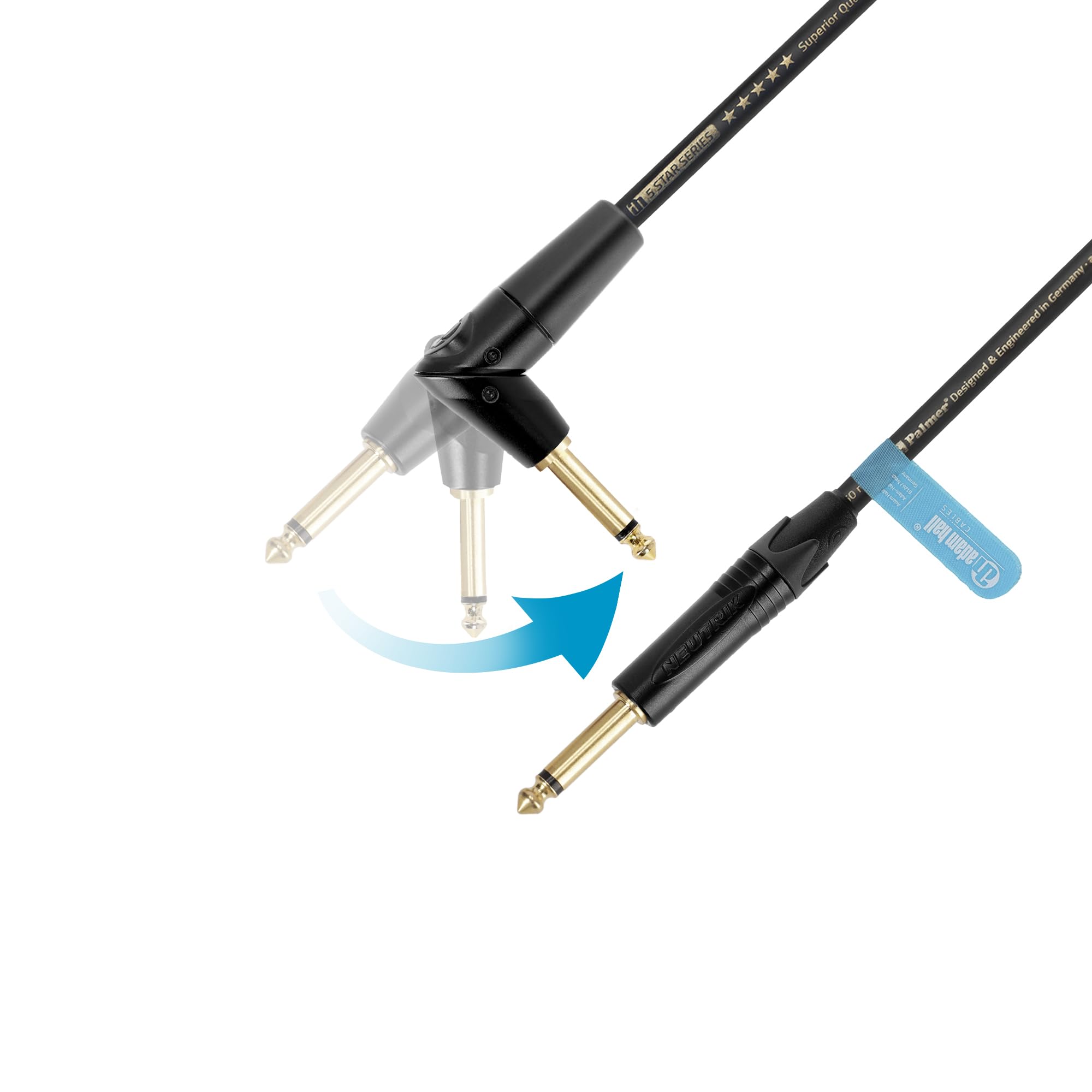 Adam Hall Cables 5 STAR IPPR 0900 FLIPJACK - Cavo per strumenti, Palmer Adam Hall FLIPJACK, Jack diritto e angolato, 9 m, nero