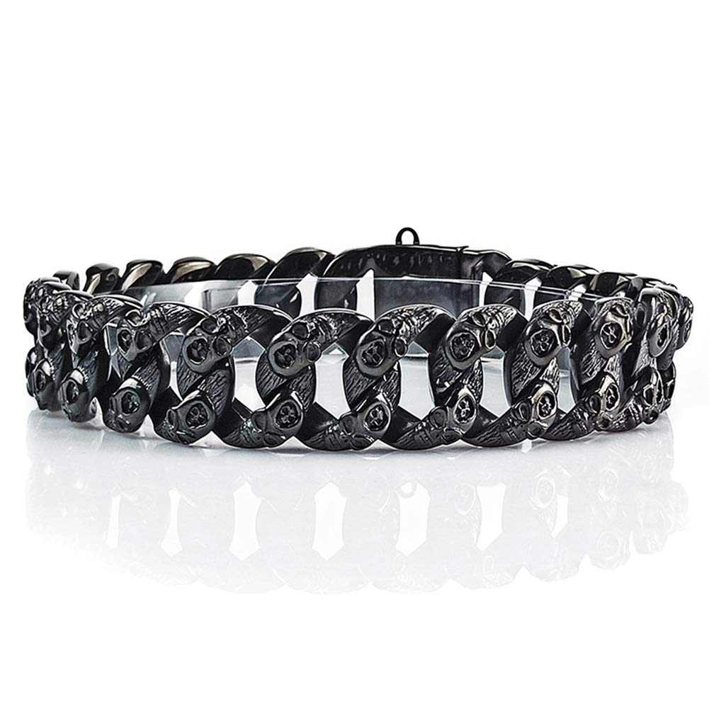 Collar de Perro Negro de 32 mm de Ancho, Collar de Entrenamiento de Bloqueo de Collar de Perro Resistente de Acero Inoxidable 316L para Perros Grandes/medianos 55CM