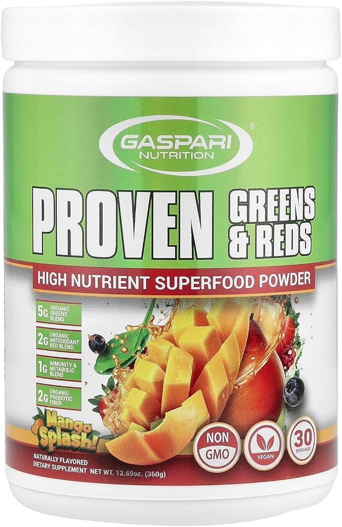 Gaspari Nutrition Greens and Reds: Organic Superfood Powder, Immune Support, Probiotics and Fiber, Vegan and Non-GMO (12.69 (Pack of 1), Strawberry Lemonade)