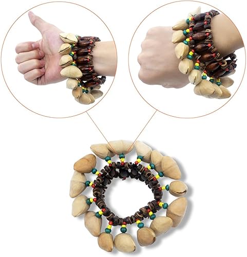 Miniatura 7 de Pulsera de concha de nueces estilo tribal africano Dora Nut Handbell Accesorios de percusión