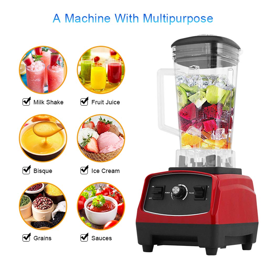 Blender Mixeur Multifonctions, Smoothie Blender Chauffant Blender Mixeur Puissant avec 2200W Mixeur Smoothie Et Milk Shake avec 6 Lames en Acier Inoxydable Et 2L sans BPA Jarre,Rouge