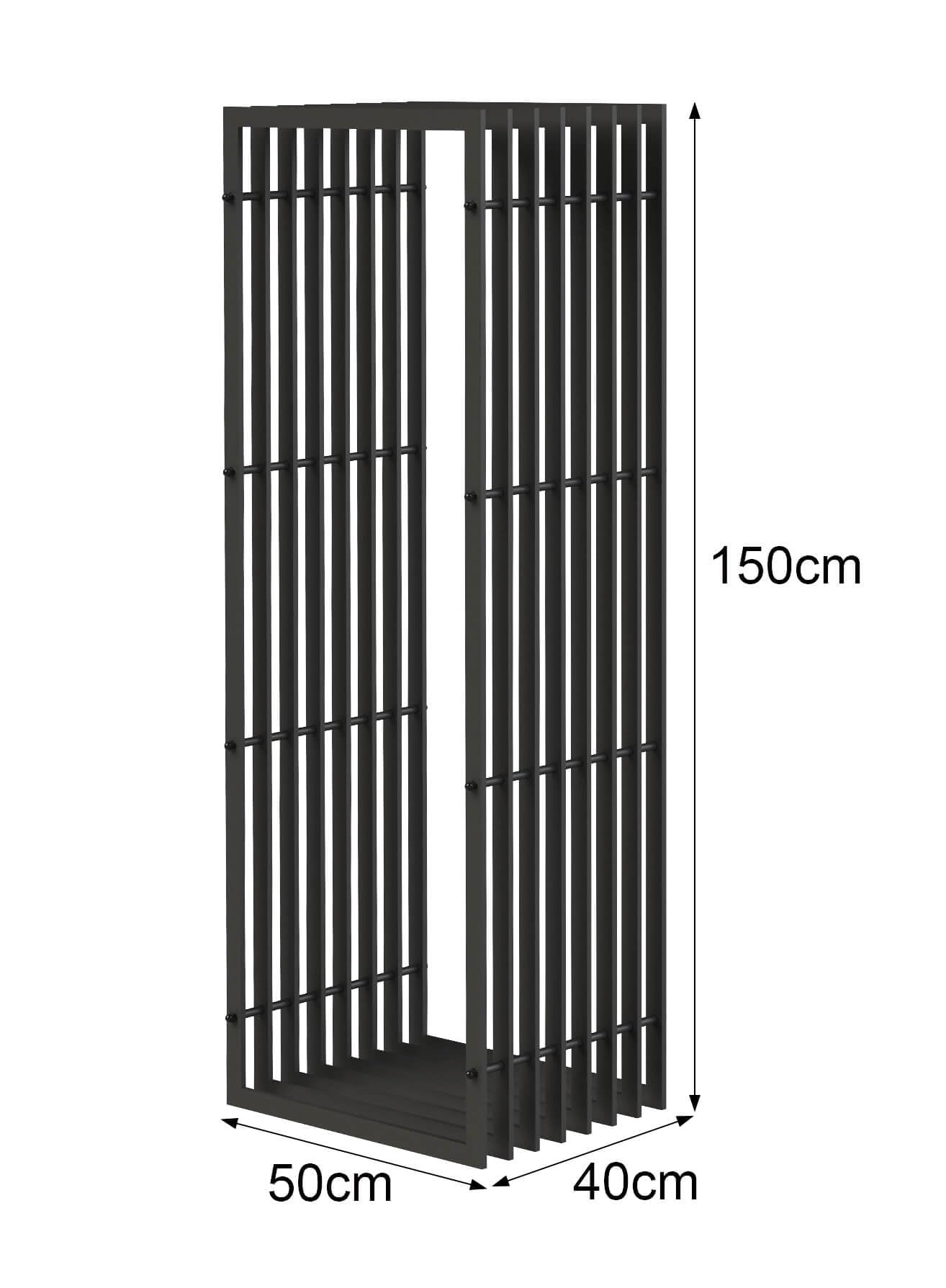DanDiBo Scaffale per legna da ardere, interno in metallo, nero, 96430, 150 cm