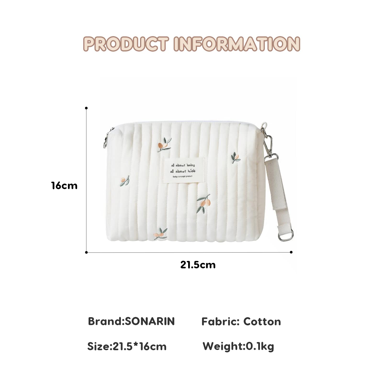 SONARIN Leicht Kinderwagentasche Organizer,Multifunktionale Stilvolle Stickerei Buggy Organizer Tasche Universal Kinderwagen Organizer Aufbewahrungstasche Mama Tasche(Olive, 1 Gurt)