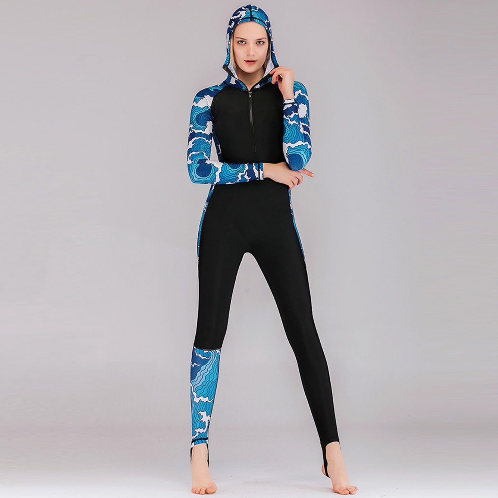 Generico Costume Intero Donna Curvy Costume da Bagno Donna Tuta Coprente a Maniche Lunghe per attività e Comfort Massimo Costumi Interi per Il Nuoto Indoor e l'uso in Spiaggia