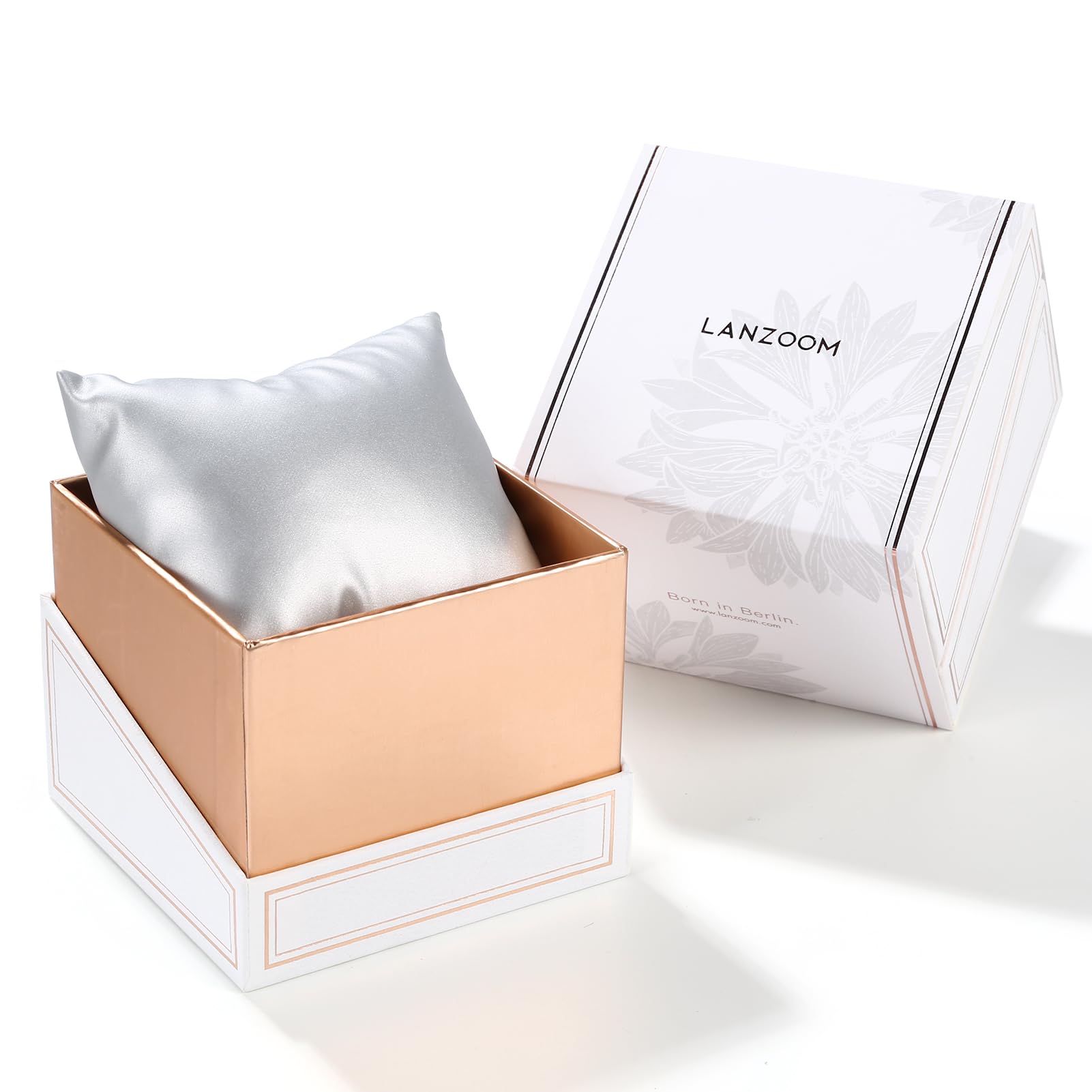 LANZOOM Diamant-Uhren für Damen, Gehäuse und Armband aus 316L-Edelstahl, Damenuhren mit blauem Perlmutt-Zifferblatt, silberfarbene Uhr, luxuriös, modisch, lässig, silber/blue