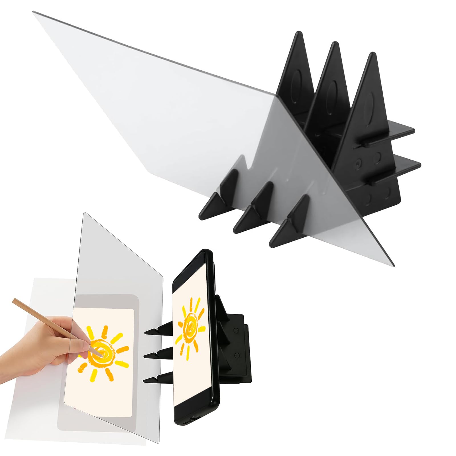 Proiettore Ottico per Disegno e Schizzo per Adulti, Tavolo Trasparente con Riflessione, Compatibile con Smartphone e Tablet, Strumento Artistico Portatile 13,5 x 20 cm