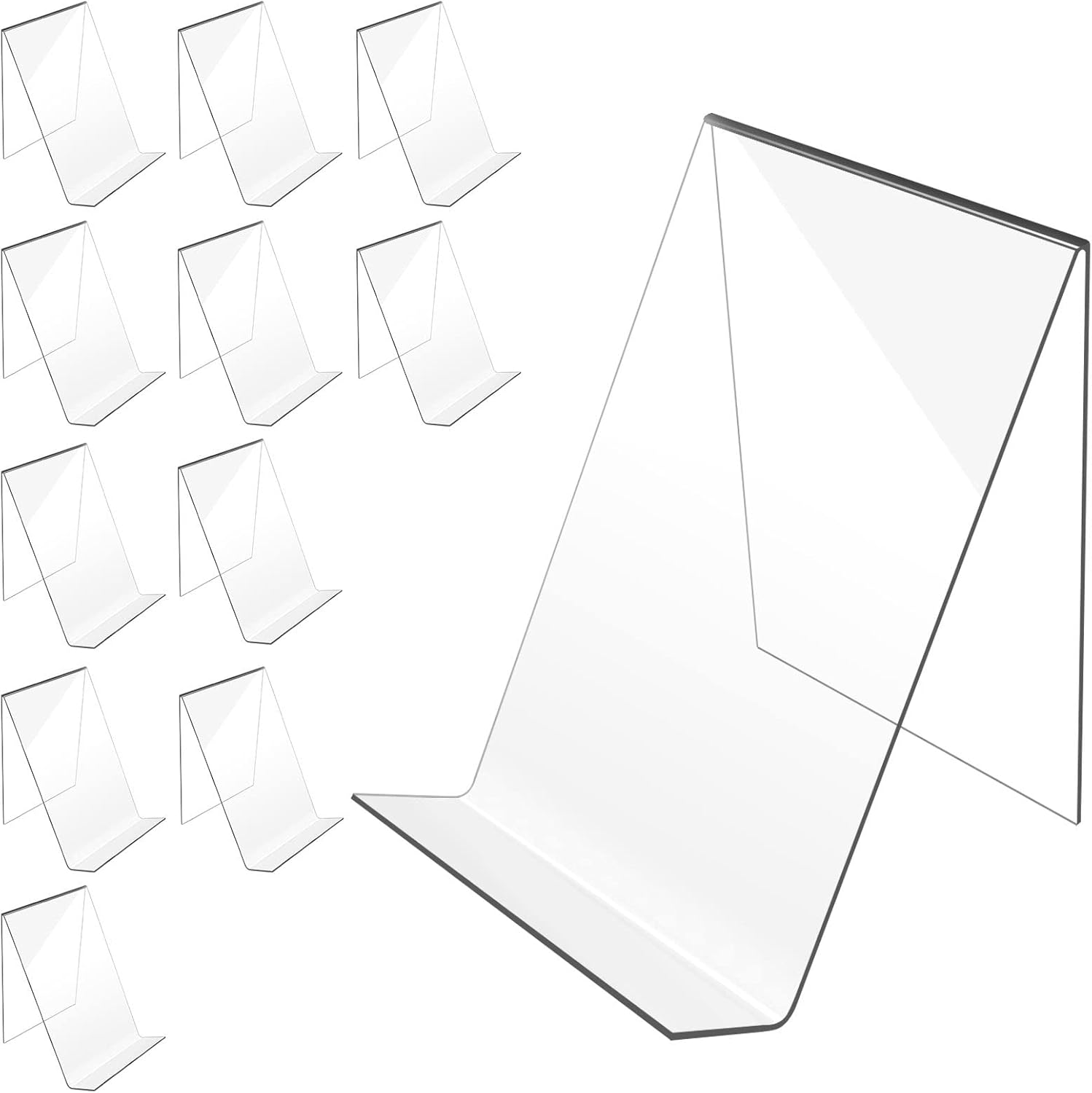 Trophable 12-Pack 4x5 Inch Clear Acrylic Book Stands - Stable Display Easels for Books, Photos, Artworks, CDs & Notebooks