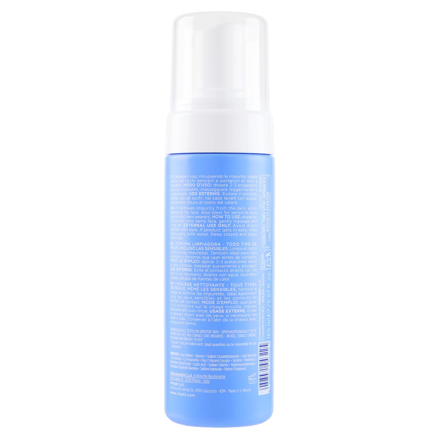 Rilastil Skin Reset Mousse Detergente, Detersione Delicata Viso e Occhi, con Pantenolo e Dipotassio Glicirrizato, 165 ml